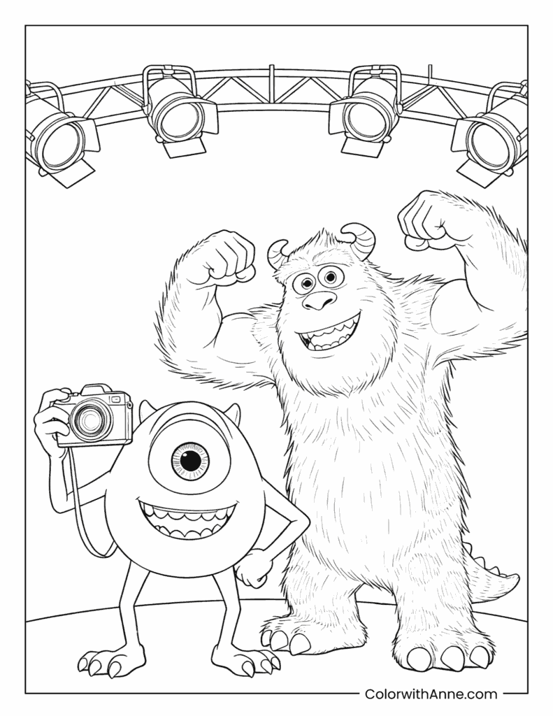 Strong Sulley and Photographer Mike Coloring Page