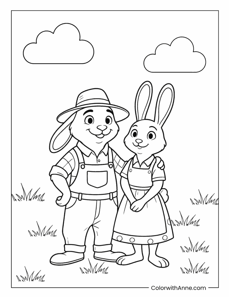 Stu Hopps and Bonnie Hopps Family Farm Coloring Page