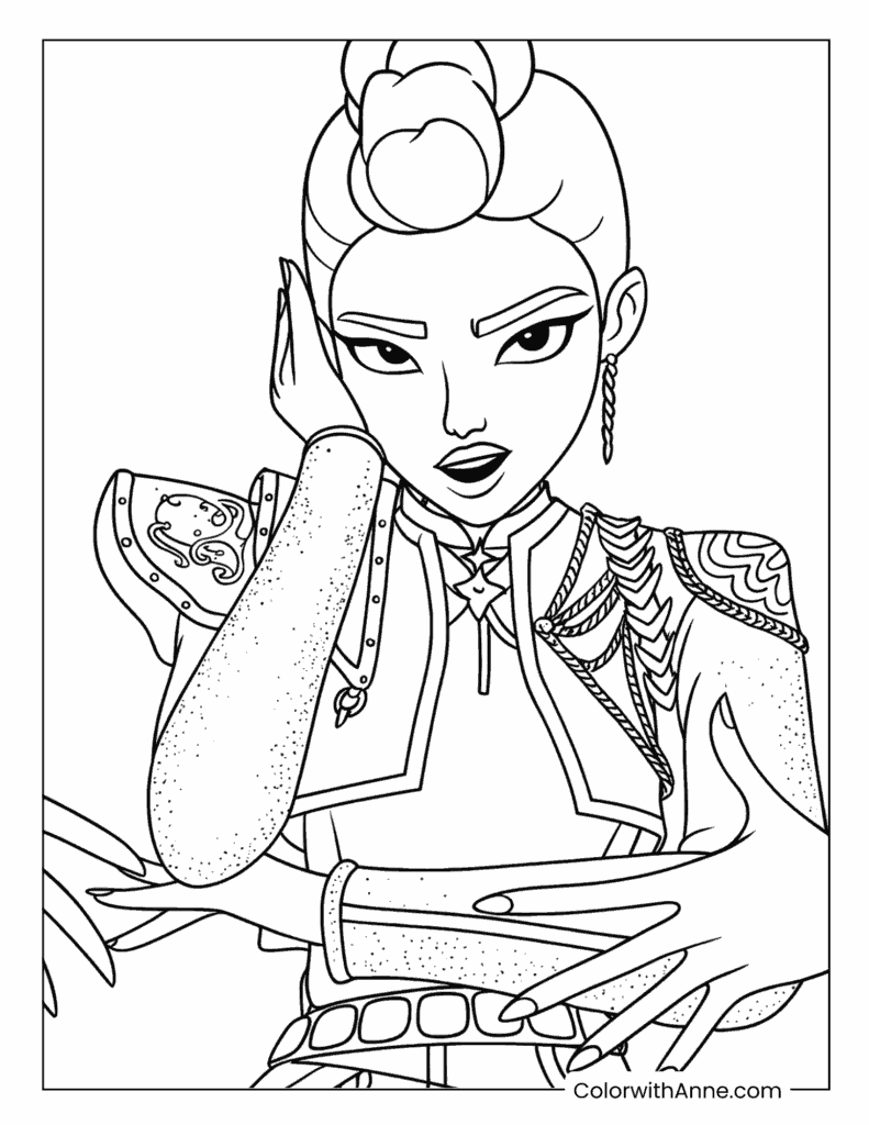 Stylish Rumi Coloring Page for Kids
