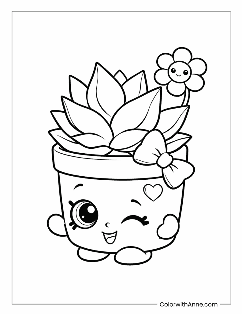 Succulent Plant Pot Cute Coloring Page