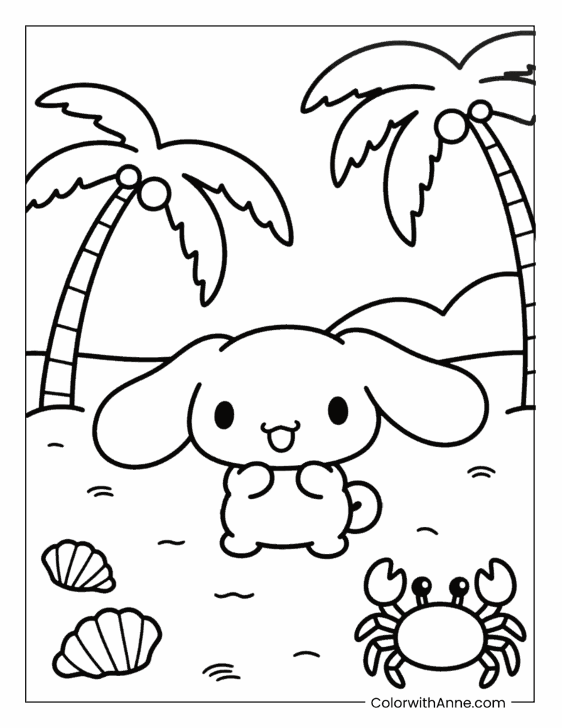 Summer Cinnamoroll Coloring Page
