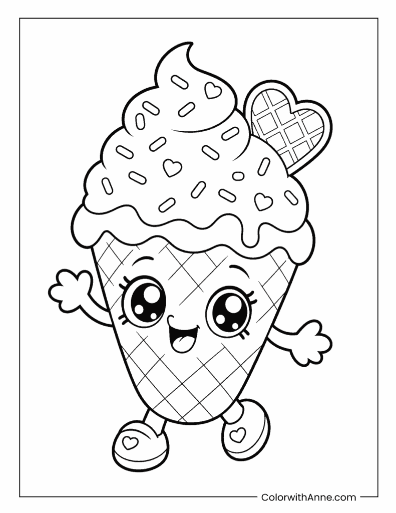 Sundae Ice Cream Coloring Printable