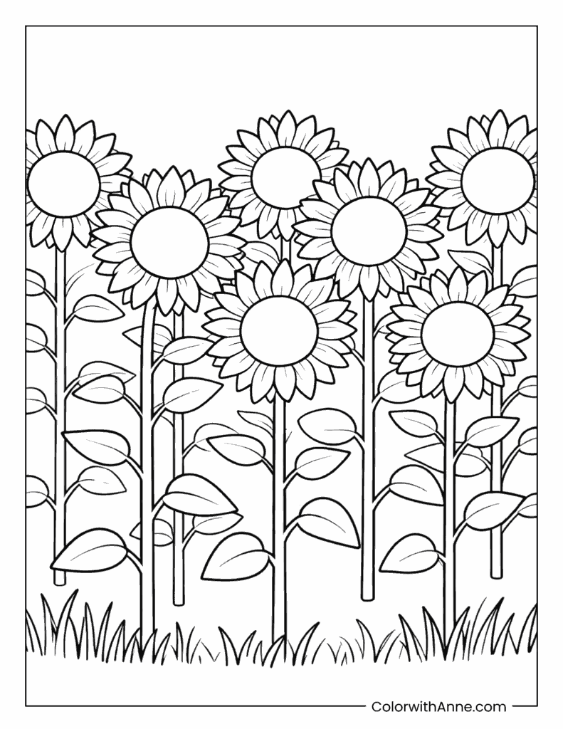 Sunflower Field Coloring Page