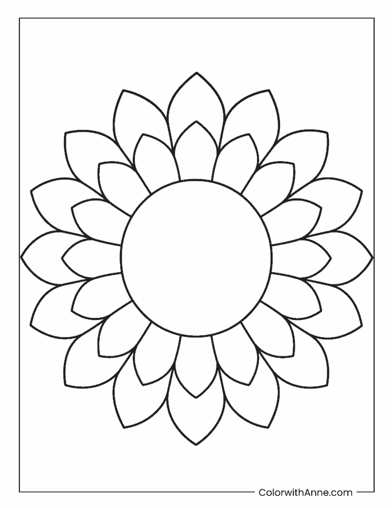 Sunflower Petal Mandala With Broad Center Coloring Page