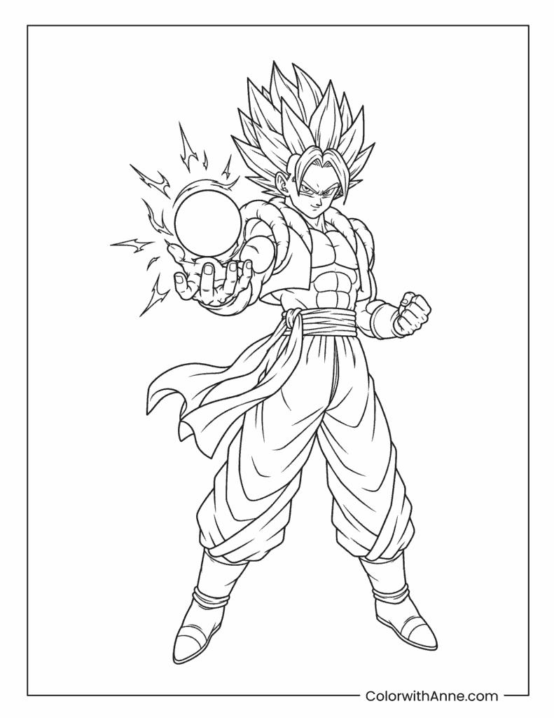 Super Saiyan Gogeta Energy Blast Coloring Page