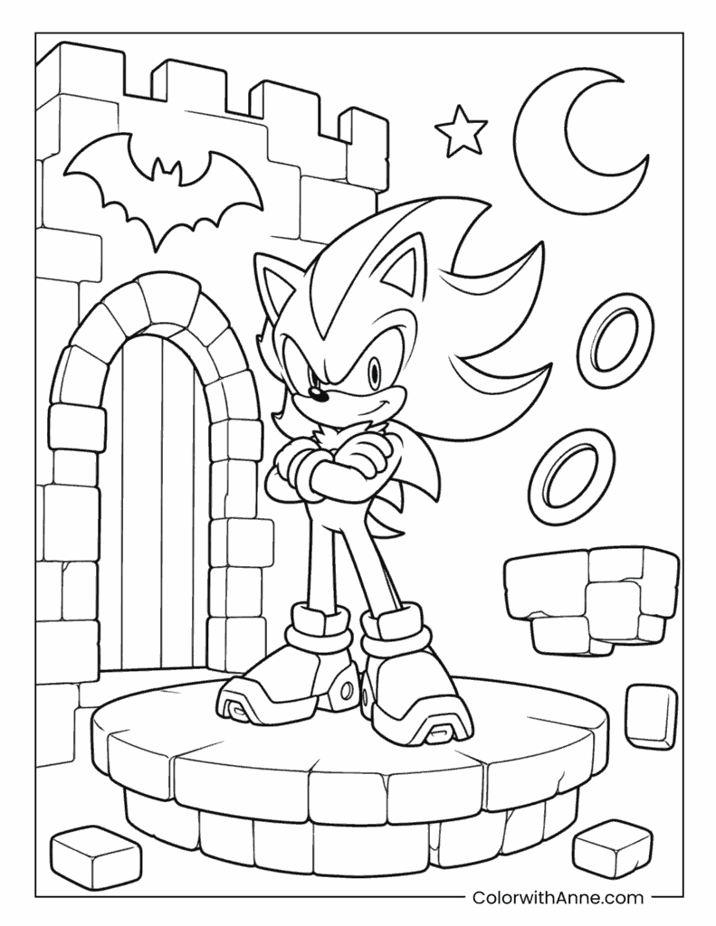Super Shadow Castle Night Pose Coloring Page
