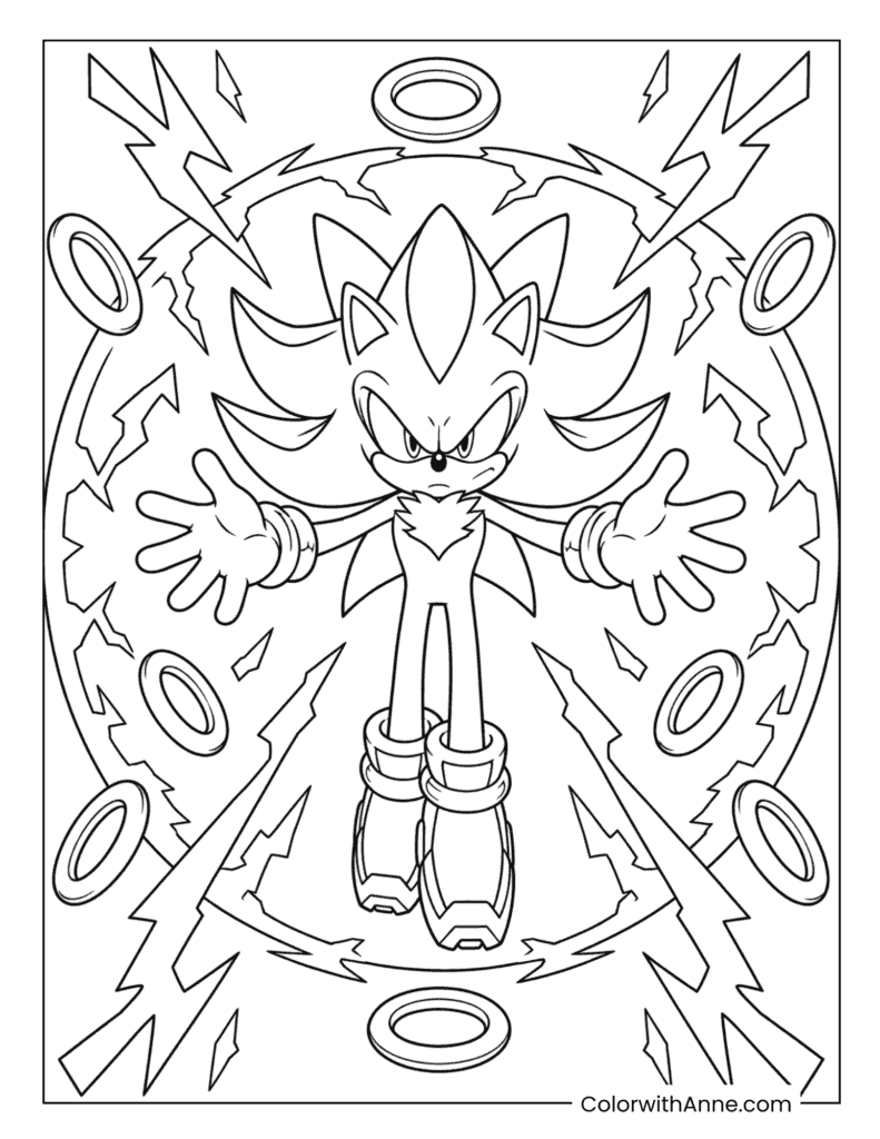 Super Shadow Chaos Energy Power Coloring Page