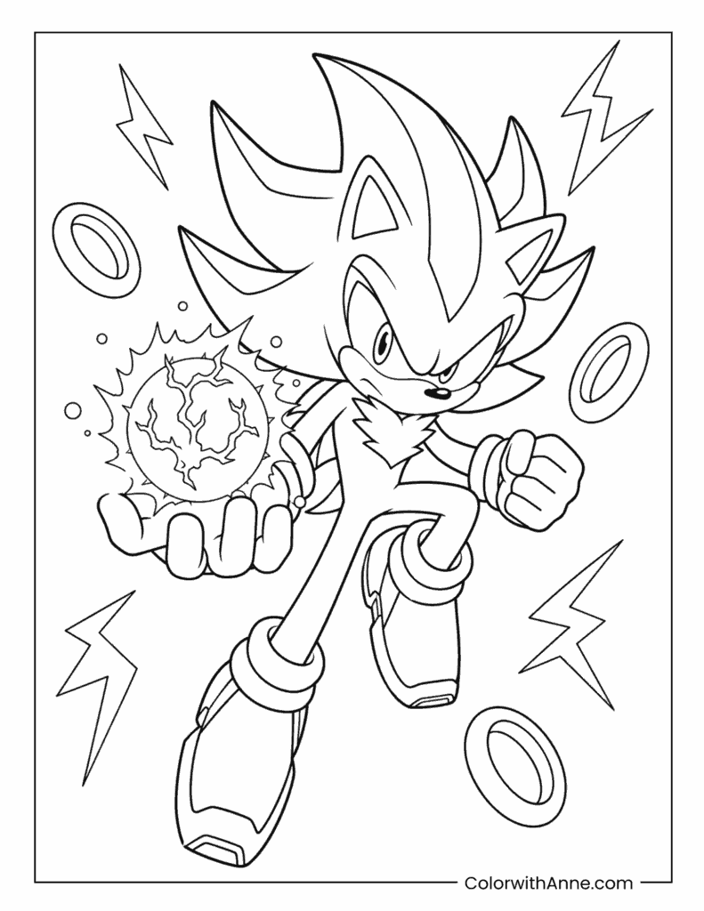 Super Shadow Chaos Orb Power Coloring Page