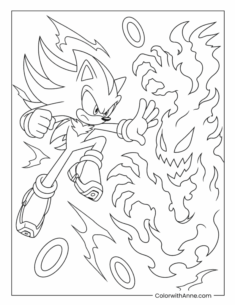 Super Shadow Fire Spirit Battle Coloring Page