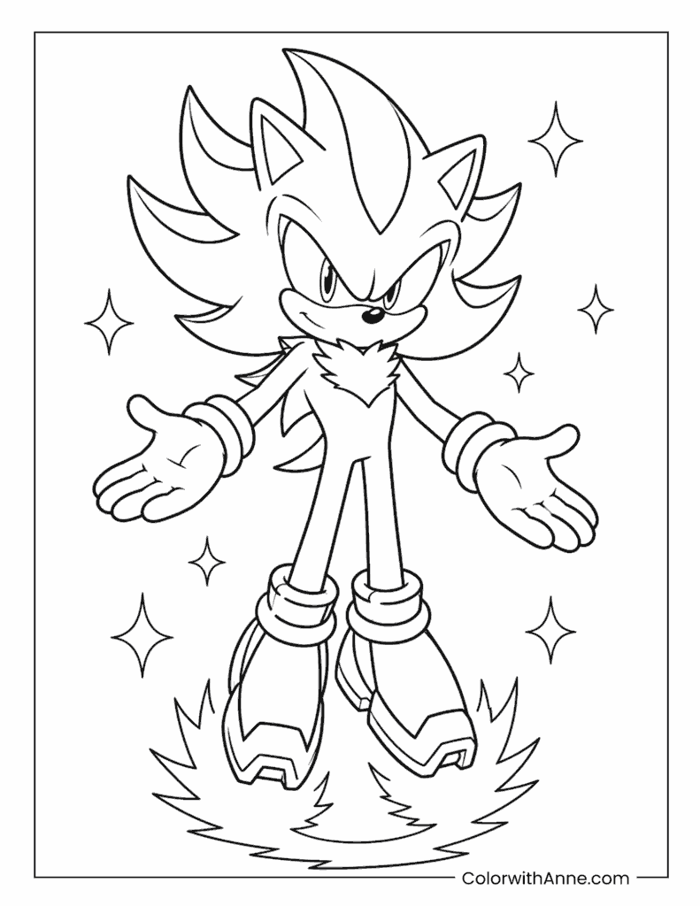 Super Shadow Floating Power Pose Coloring Page