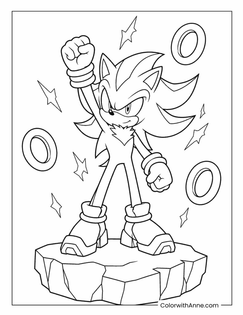 Super Shadow Hero Platform Pose Coloring Page