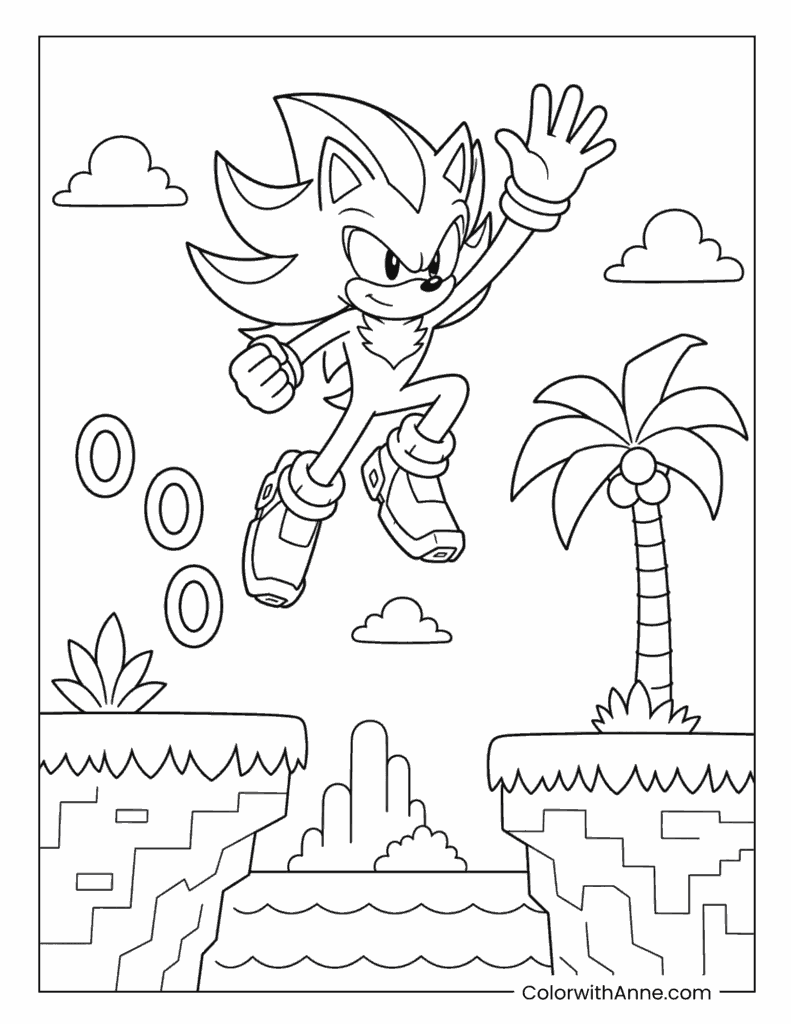 Super Shadow Island Jump Adventure Coloring Page