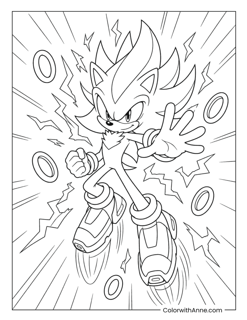 Super Shadow Lightning Rings Action Coloring Page