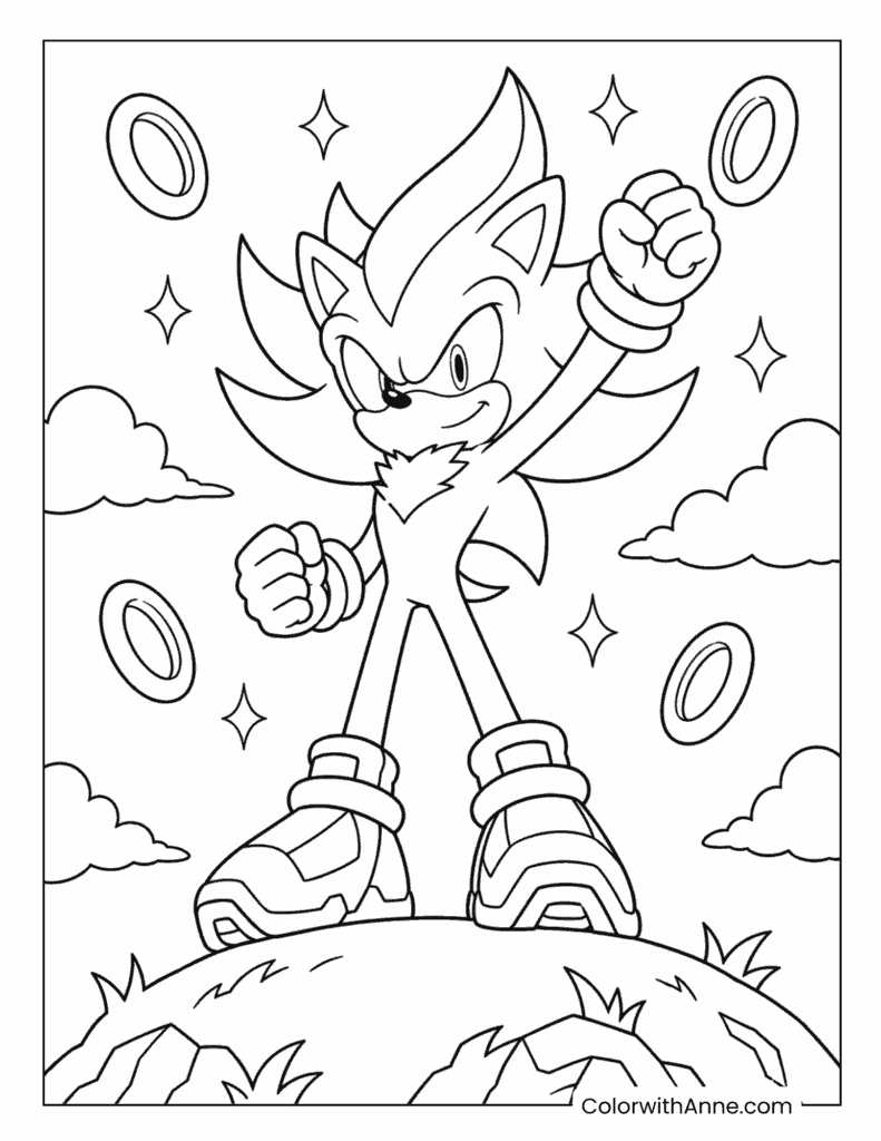 Super Shadow Victory Fist on Hill Coloring Page
