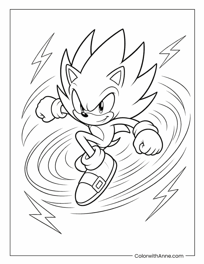 Super Sonic Speed Burst Coloring Page