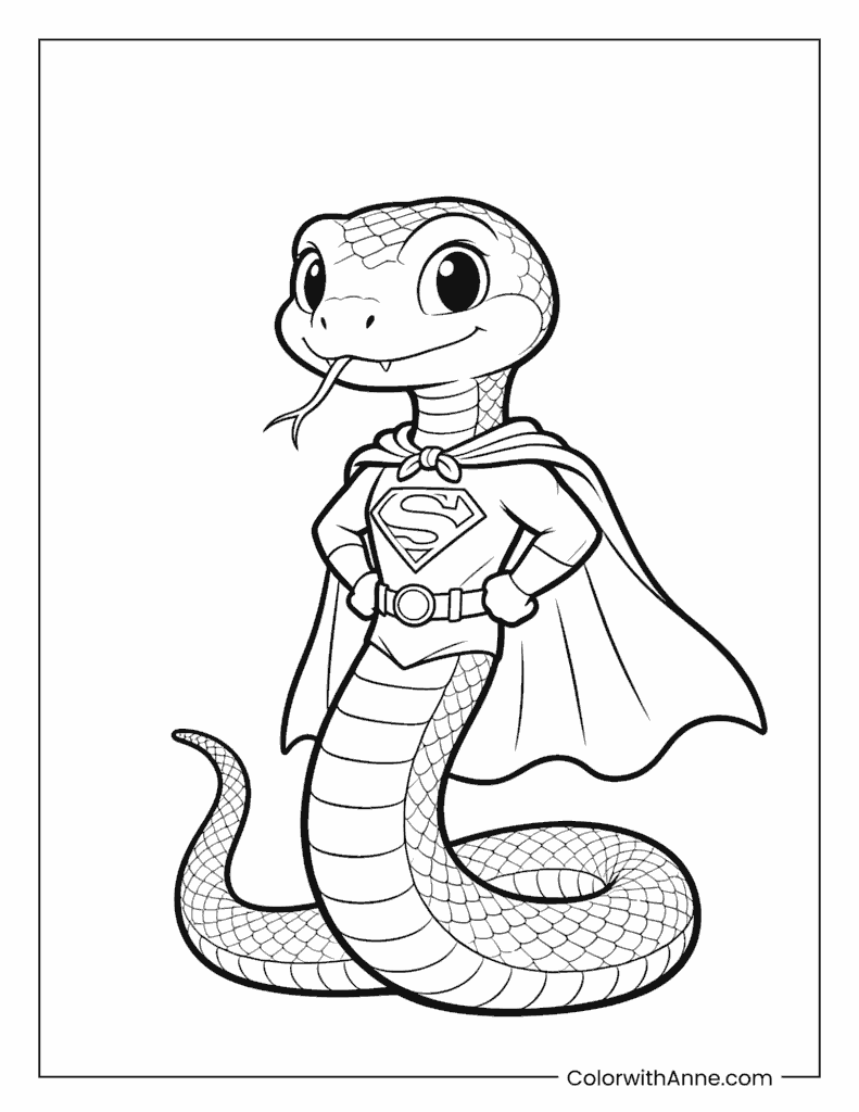 Superhero Snake Coloring Page