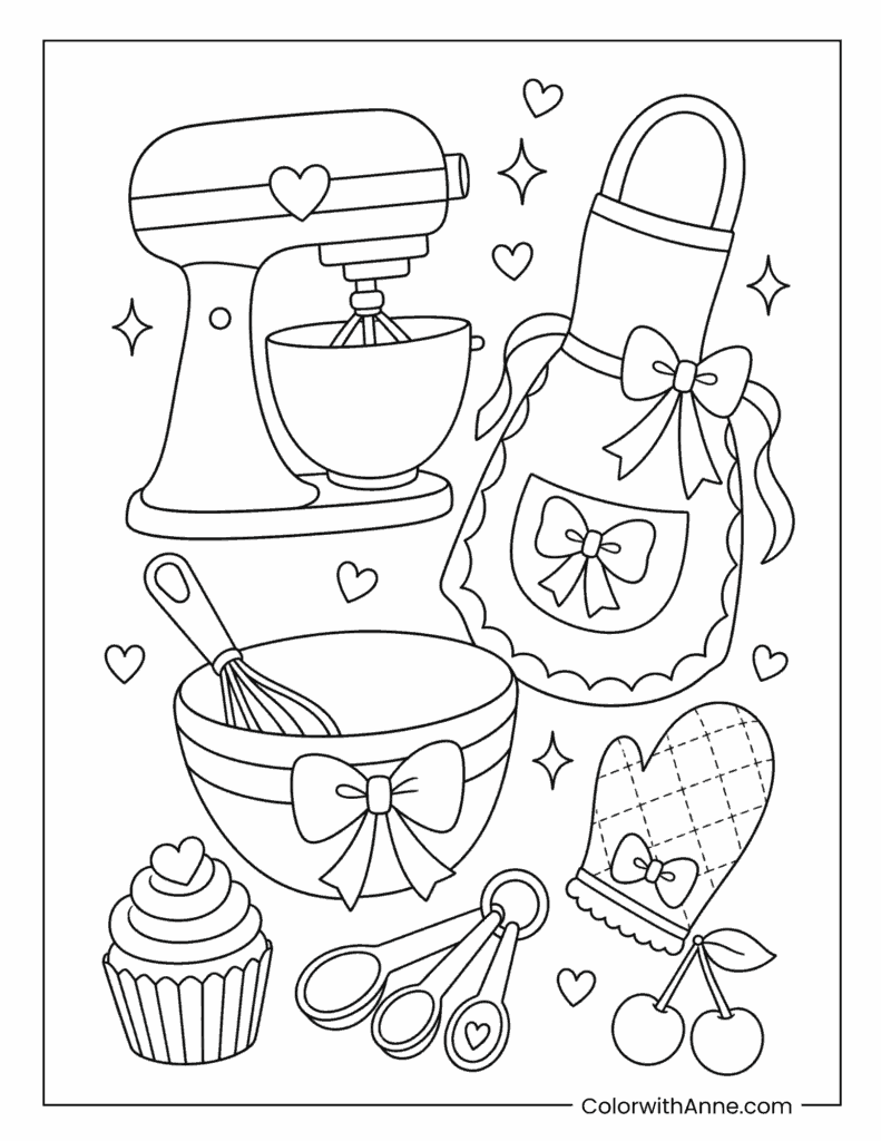 Sweet Baking Day Kitchen Coloring Page