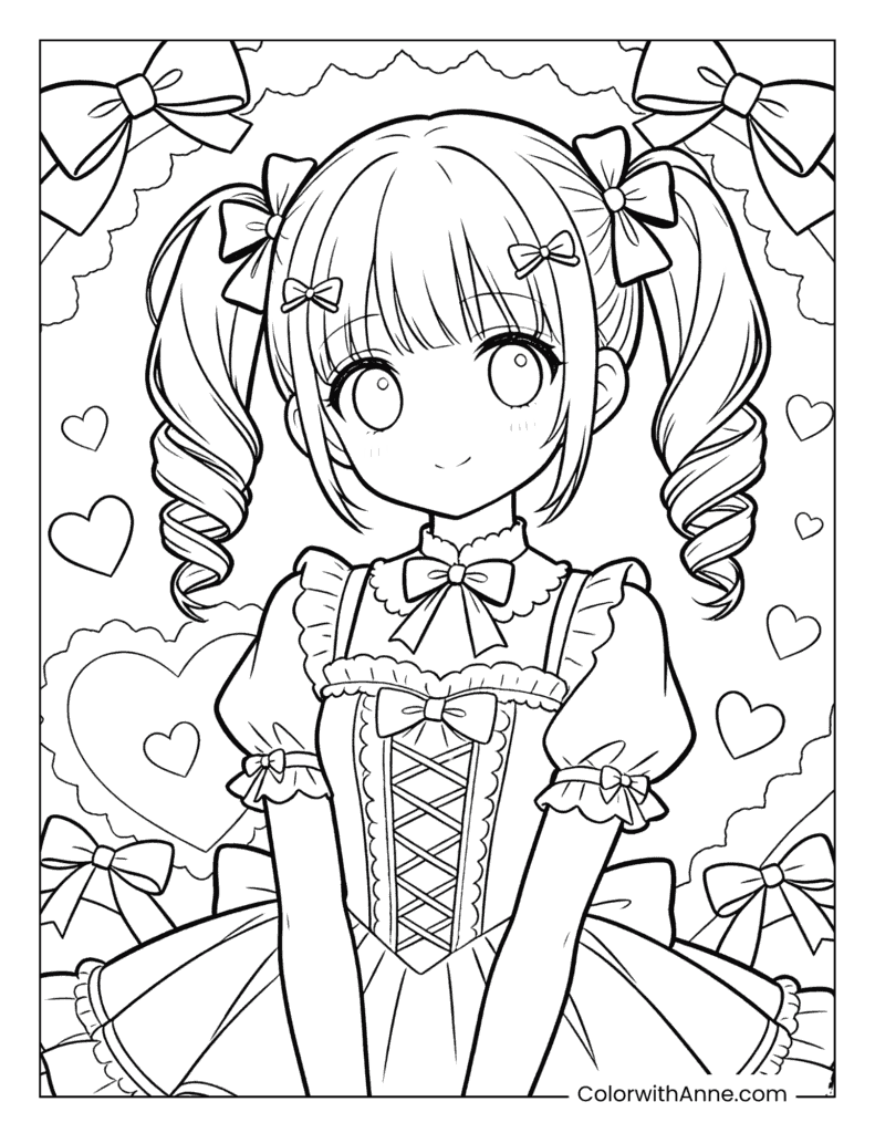 Sweet Lolita Anime Girl Coloring Page