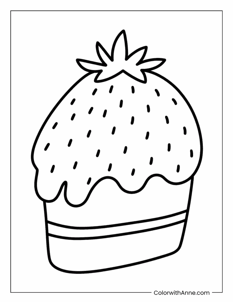 Sweet Strawberry Dessert​ Coloring Page