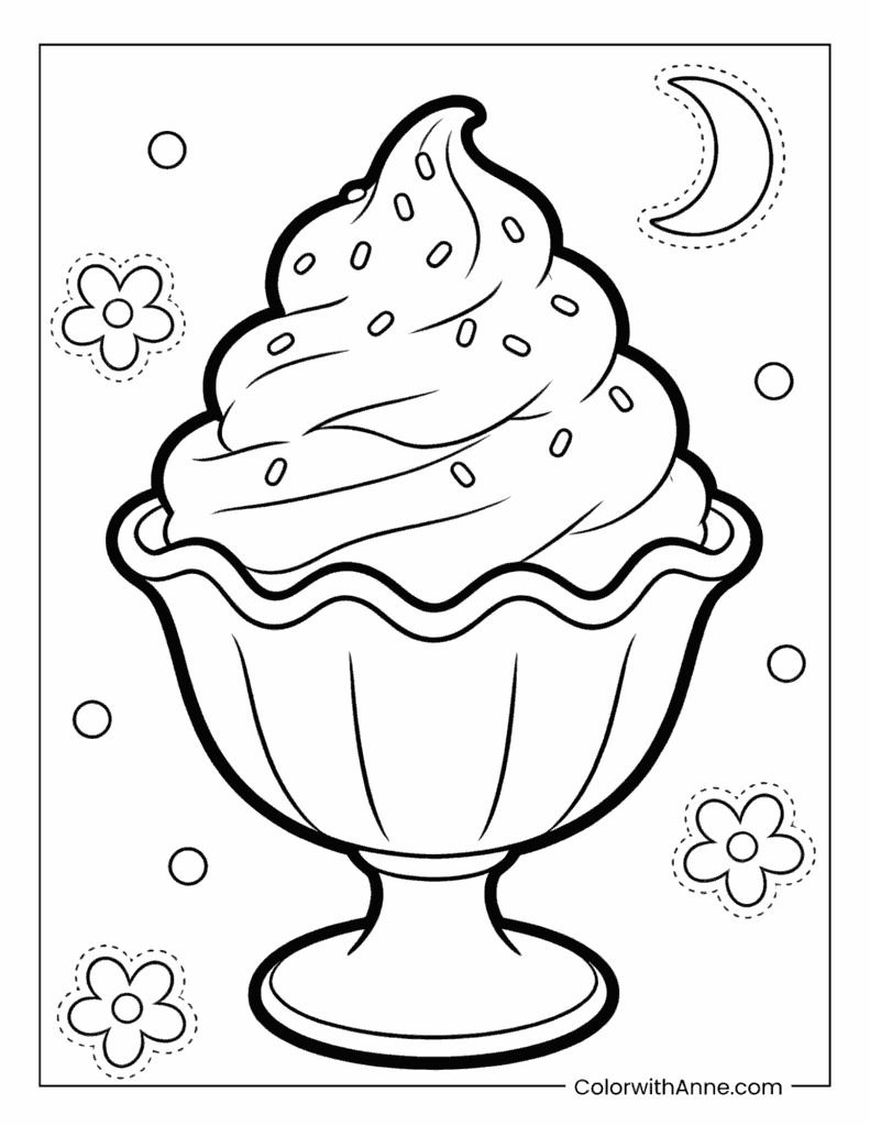 Swirled Ice Cream in a Cup Coloring Page
