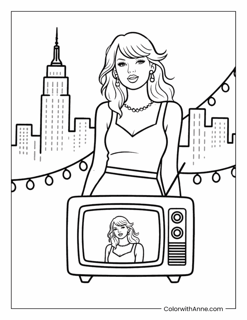 Taylor Swift 1989 City Skyline Coloring Page