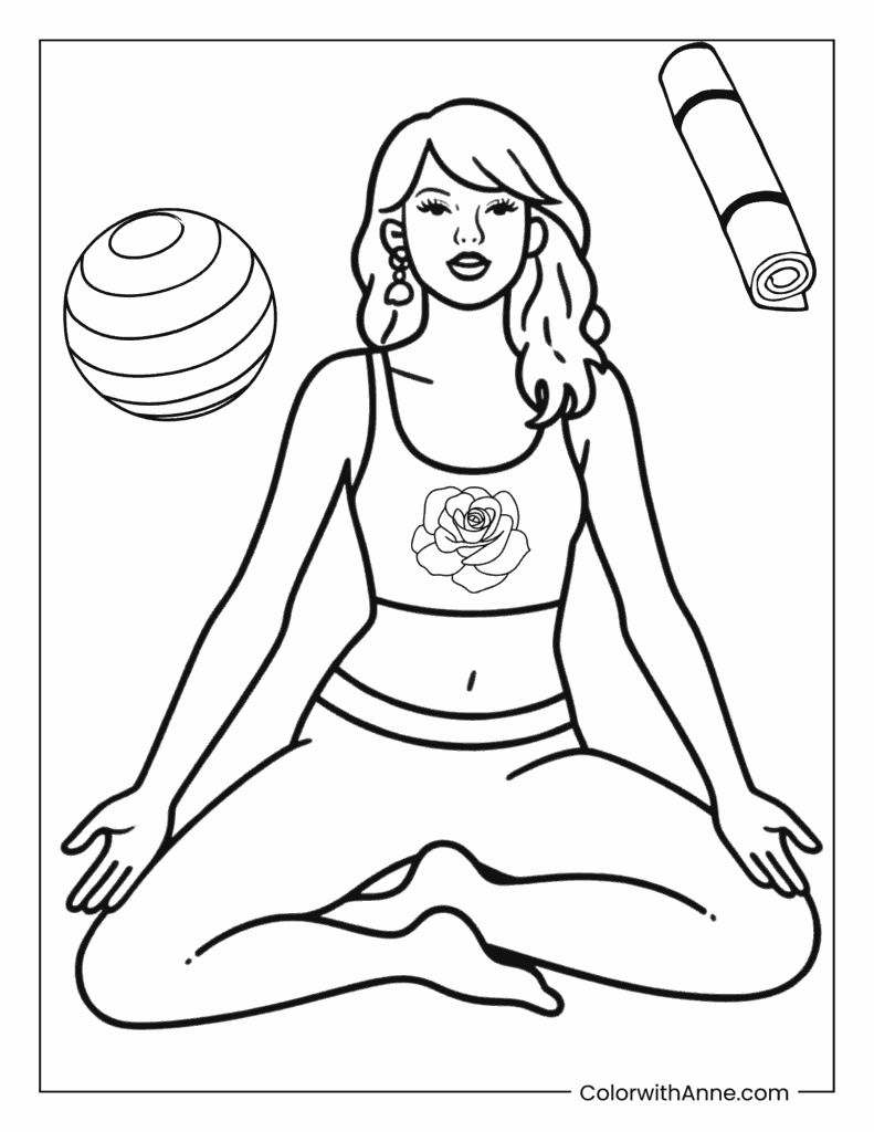 Taylor Swift Doing Yoga Coloring Page