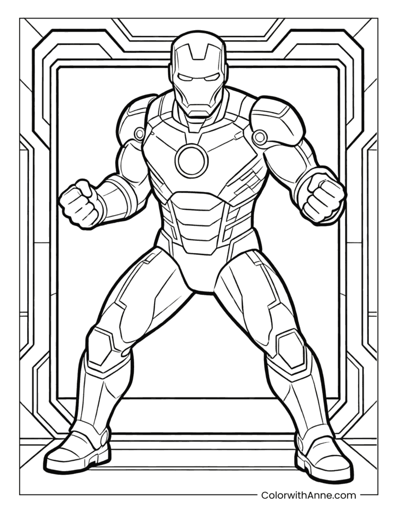 Tech Battle Ready Iron Man Coloring Page