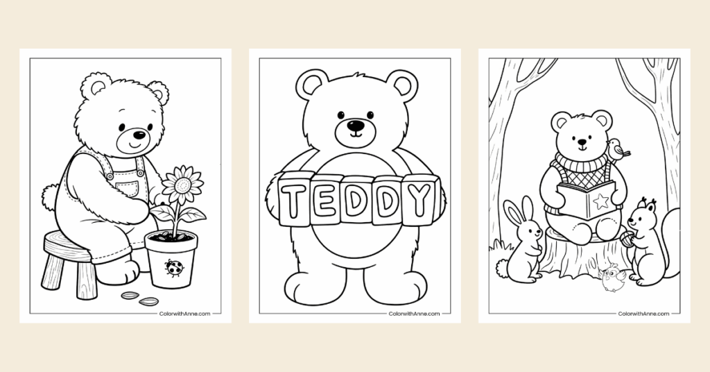 Teddy Bear Coloring Pages Banner