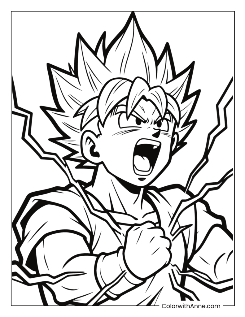 Teen Gohan Screaming Coloring Page