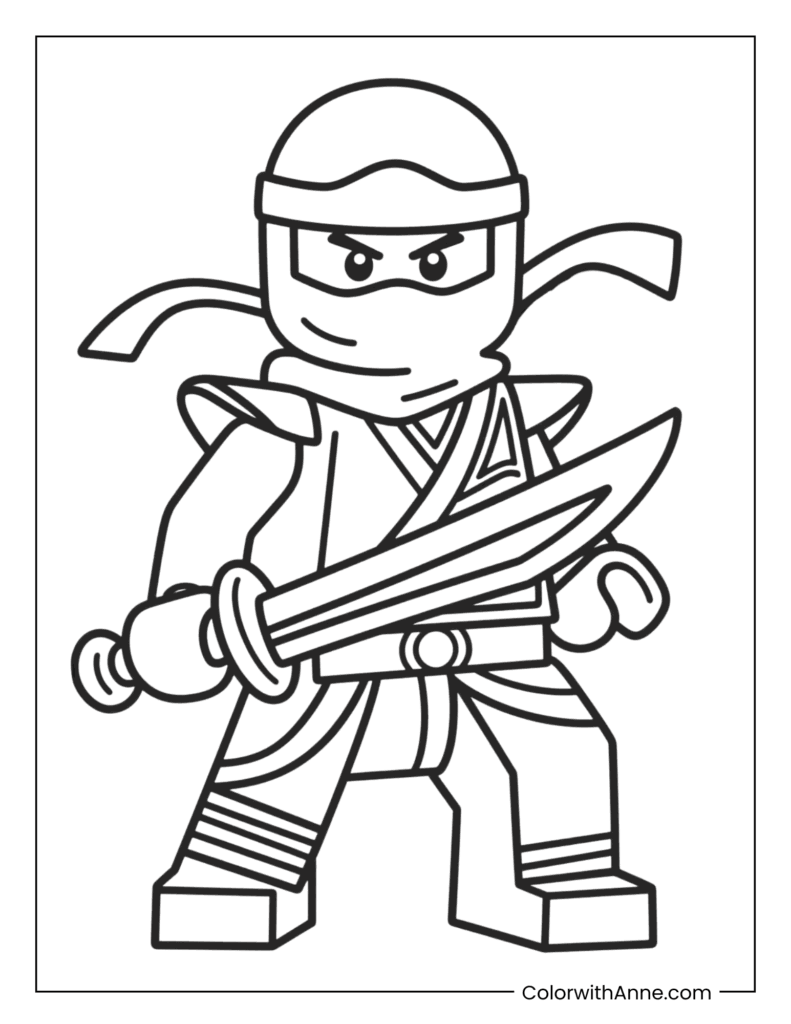 The Dynamic Ninja with a Katana Coloring Page