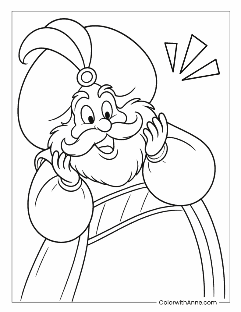 The Sultan’s Portrait with a Surprised Expression Coloring Page