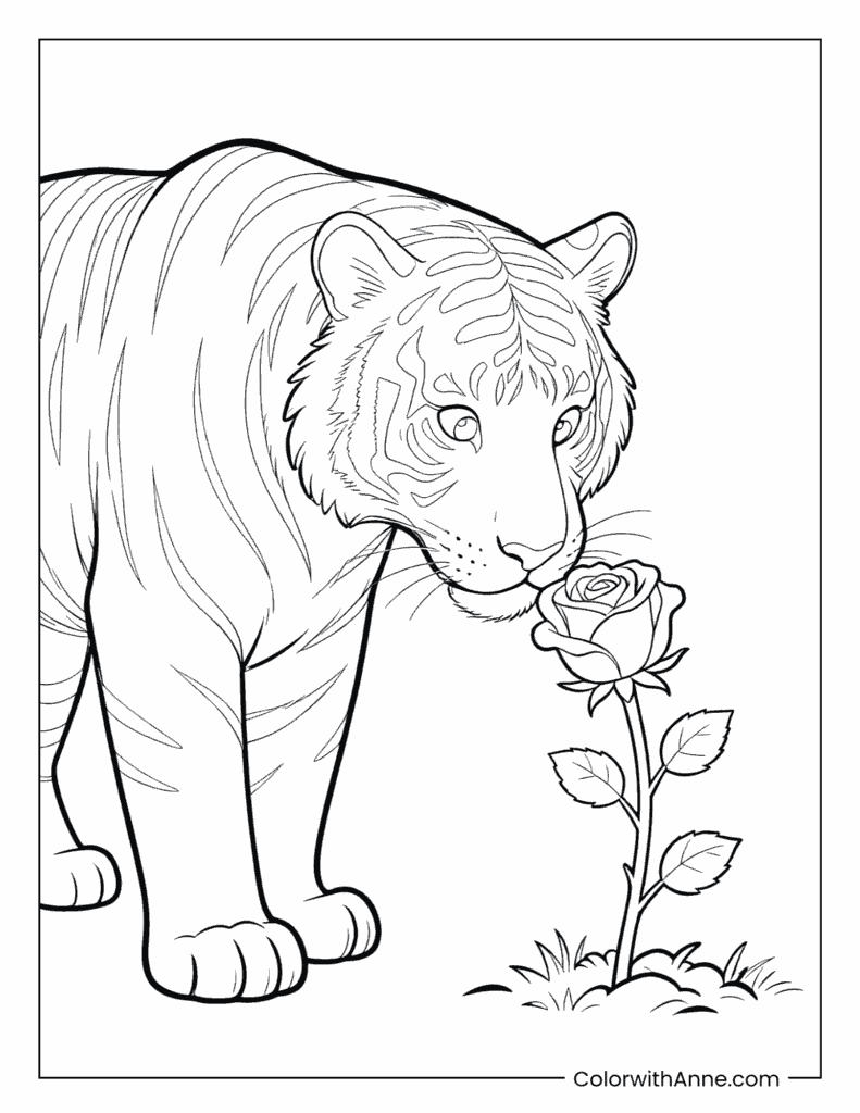 Tiger and the Rose Coloring Page
