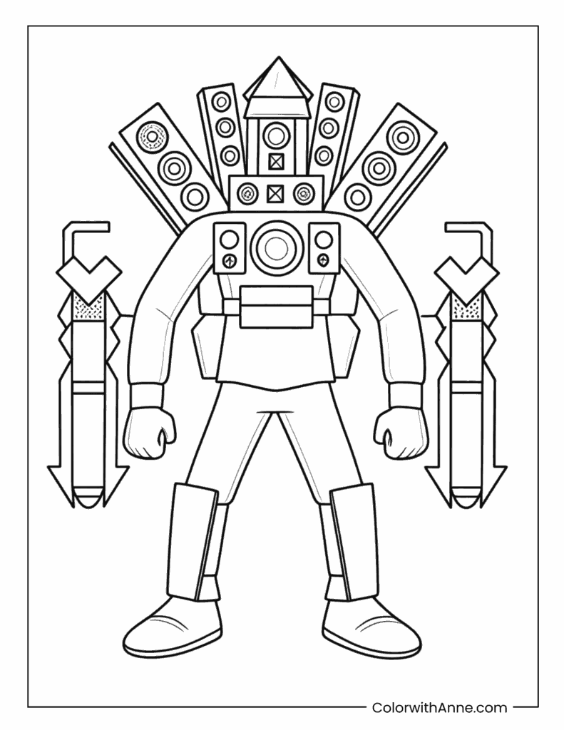 Titan Speaker Man with Armor Coloring Page