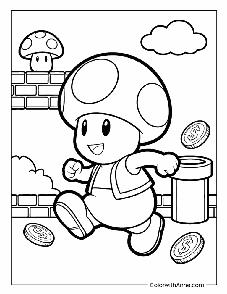 Toad Driving Coloring In Toad Coloring Pages (Free PDF Printables) - ColorwithAnne