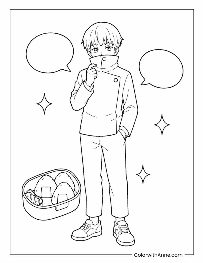 Toge Inumaki Rice Ball Speech Bubbles Coloring Page