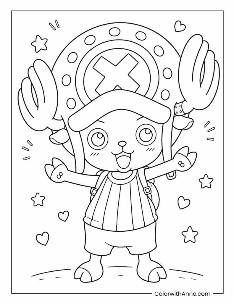 Tony Tony Chopper Cute Doctor Hat Coloring Page