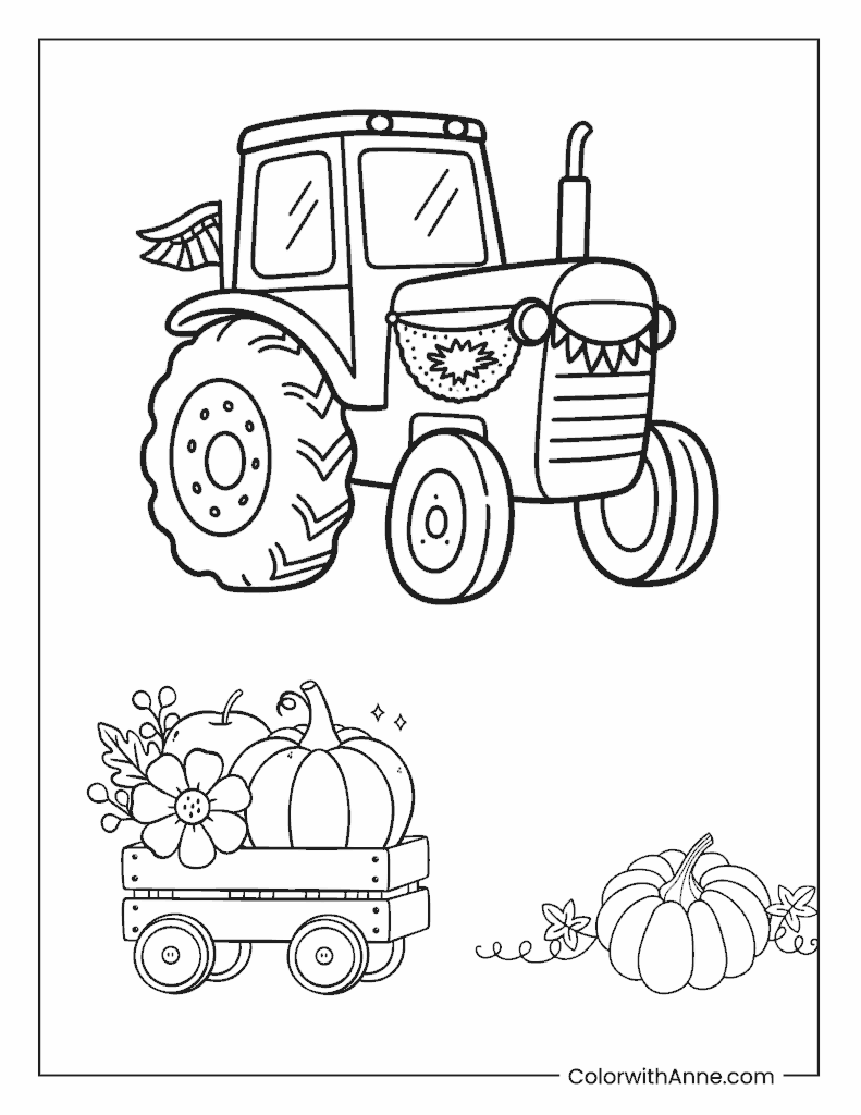 Tractor Decorated for a Country Fair Coloring Page
