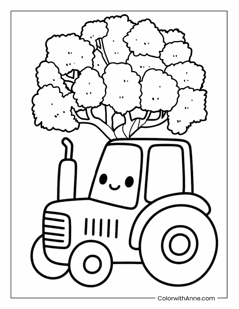 Tractor Under a Tree Coloring Page