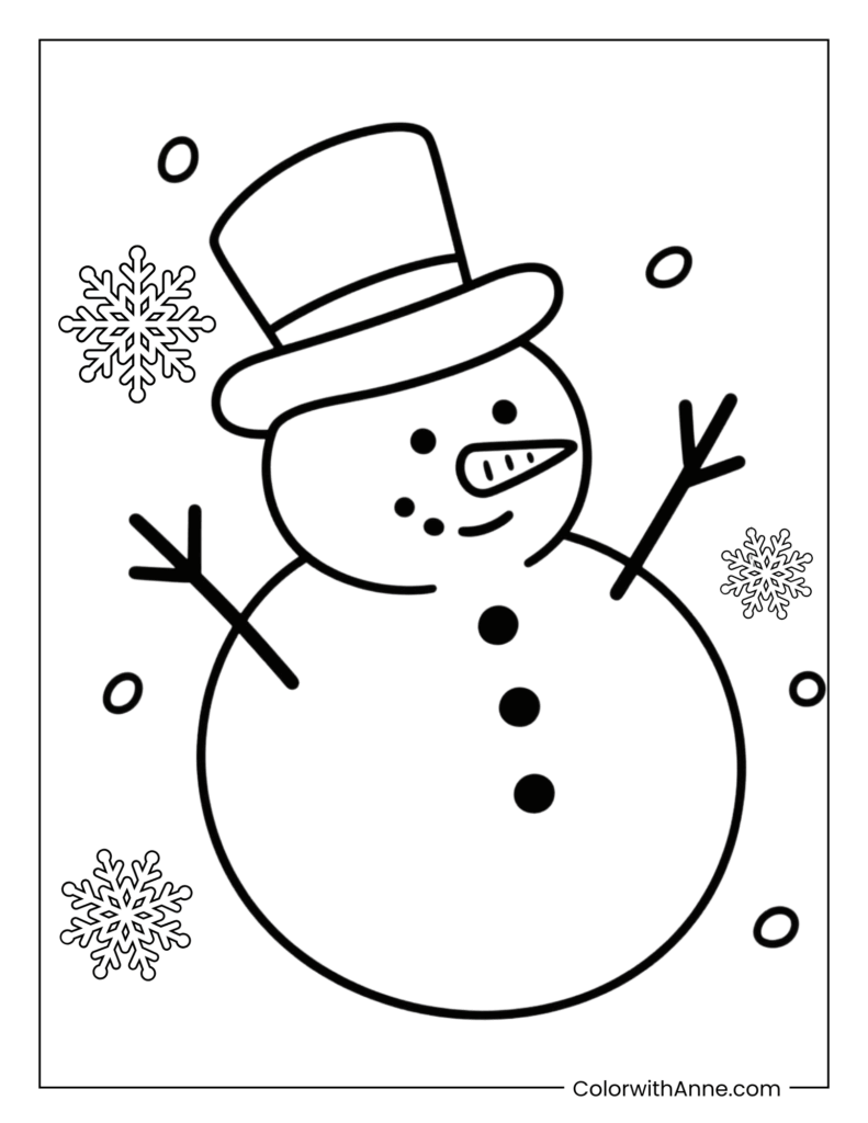 Traditional Snowman Coloring Page