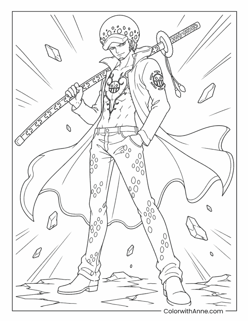Trafalgar D. Water Law Surgeon of Death Sword Coloring Page