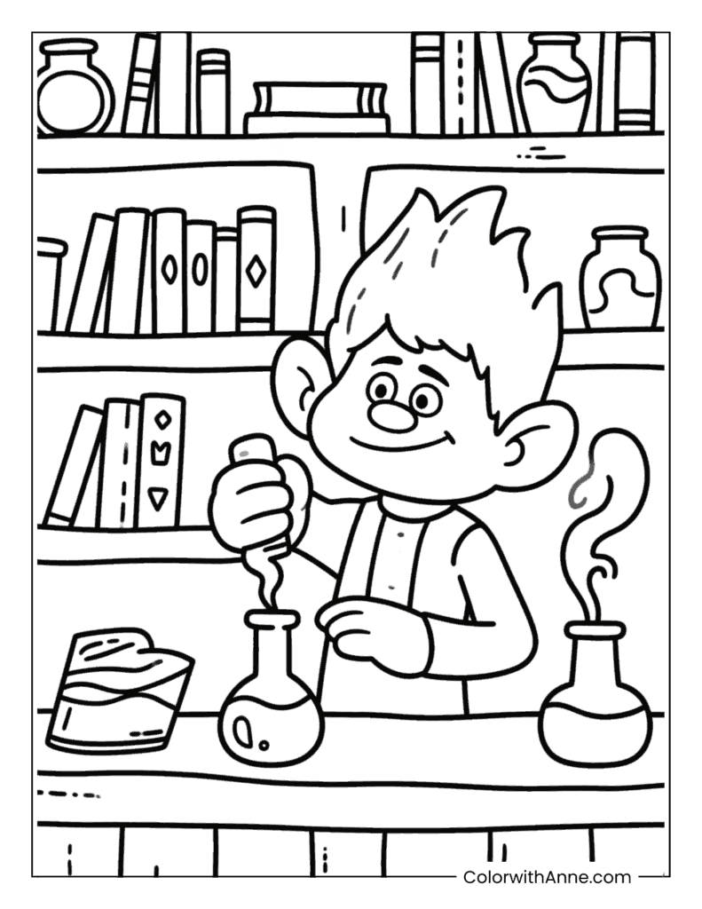 Troll Making Potion Coloring Page