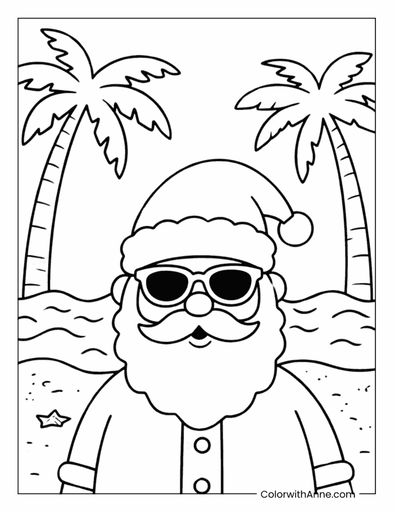 Tropical Christmas Coloring Page