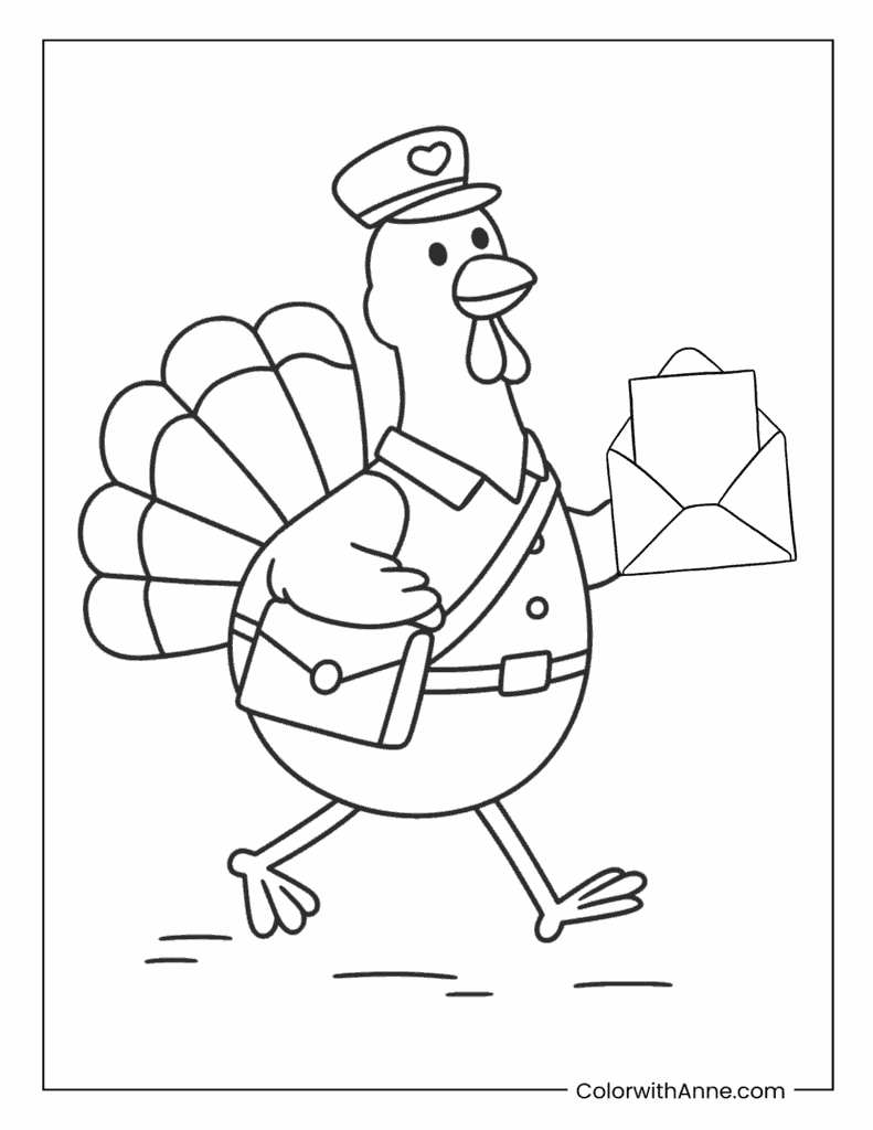 Turkey Delivering Mails Coloring Page
