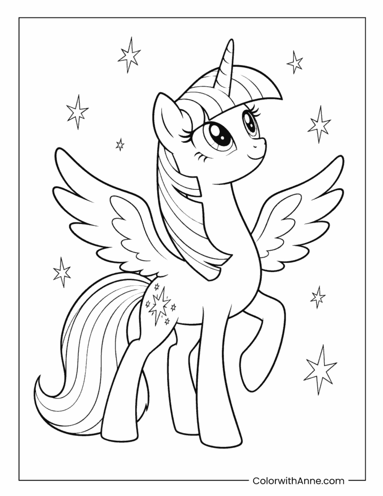 Twilight Sparkle Starry Alicorn Coloring Page