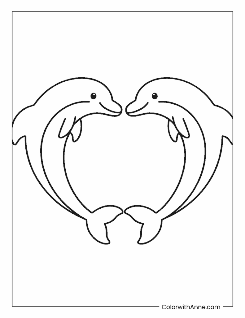 Two Dolphins Making a Heart Coloring Page