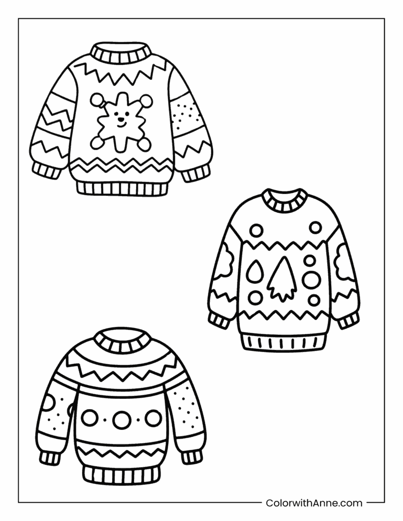Ugly Sweater Designs Coloring Page