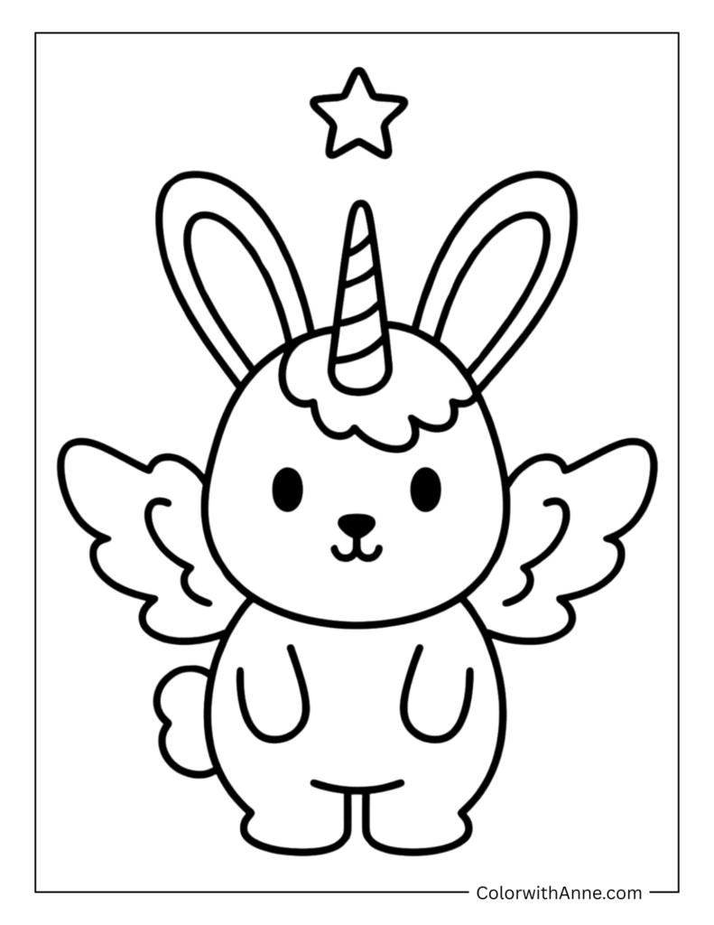 Unicorn Bunny Coloring Page
