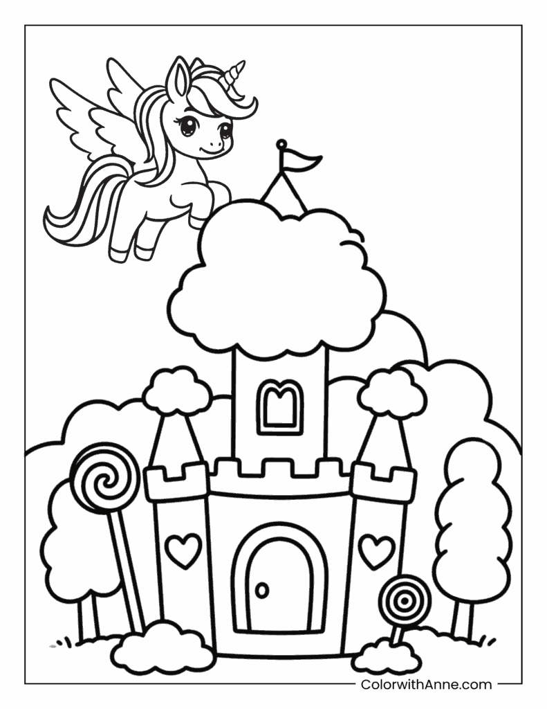 Unicorn Candy Cloud Kingdom Coloring Page