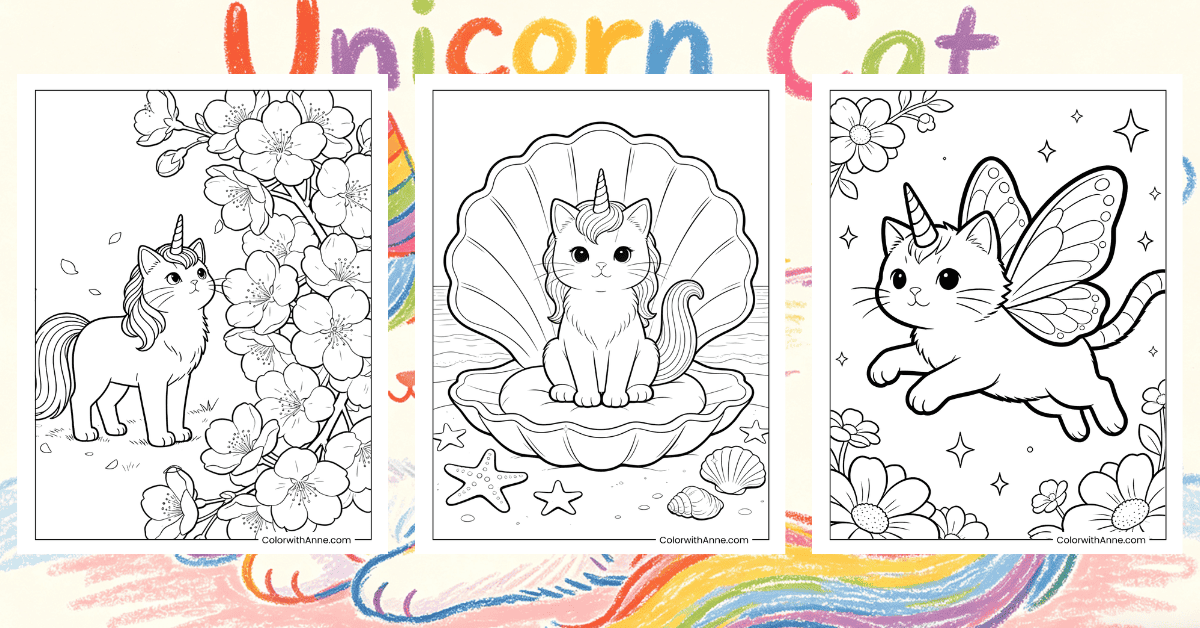 Unicorn Cat Coloring Pages Banner