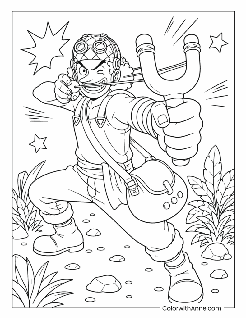 Usopp Slingshot Sniper Coloring Page